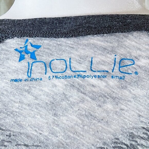 Women's Nollie 3/4 Sleeve Graphic Tee | Size Small | V-Neck Top | Baseball Style - Picture 10 of 12